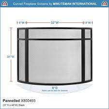 Black 3 Paneled Curved Fireplace Screen