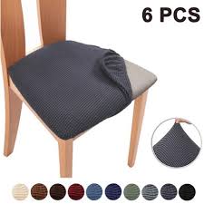 6pcs Stretch Jacquard Chair Seat Covers