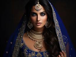 indian bride in blue lehenga
