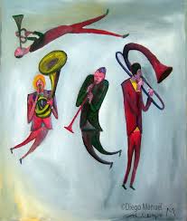 vientos de Jazz " , acrylic on canvas, 46 x 54 cm. , pinturas de Diego  Manuel