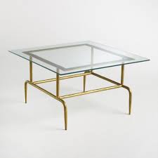 Lorea Square Glass Brass Coffee Table