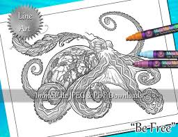 Be Free Line Art Digital Coloring Page