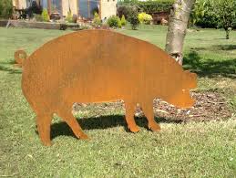 Rusty Pig Garden Decor Little Piggy