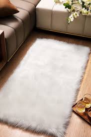 2x4 ft super soft white fluffy rug faux