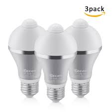 3 pack 9w smart pir led bulbs auto on