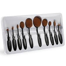 10 pcs oval shaped makeup brush set