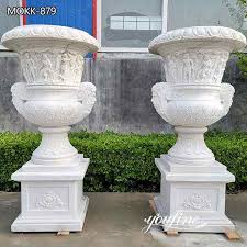 outdoor large marble flower pots