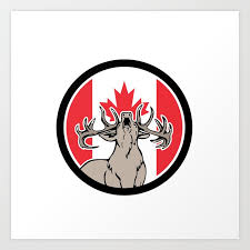 Canadian Stag Deer Canada Flag Icon Art