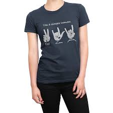 Amazon Com I Am A Simple Woman Peace Love Metallic T Shirt