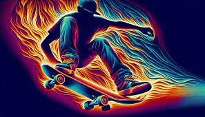 fiery skateboarding stunt hd wallpaper