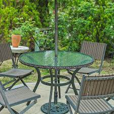 Aquatex Patio Glass Table Top 48 Round 3 16 Thick Flat Tempered W 2 1 4 Hole