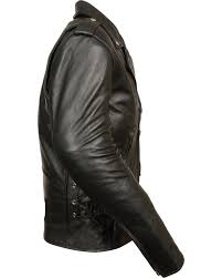 Milwaukee Leather Mens Classic Side Lace Police Style Motorcycle Jacket Tall
