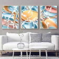 Turquoise Abstract Wall Art Set Of 3