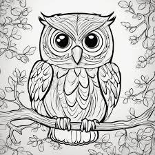 coloring book template simple baby owl