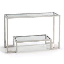 roma clear glass console table