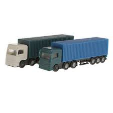Details About 2pcs Model Container Truck Freight Car 1 150 N Scale Model Figure Layout Toy
