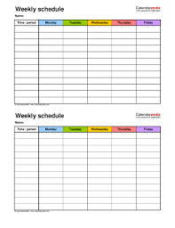weekly schedule templates pdf