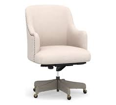 It's hard to find a reasonably priced desk chair without wheels. Reeves Upholstered Desk Chair Pottery Barn