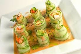 These keto friendly appetizers are great for summer appetizers, appetizers for a crowd, christmas appetizers, thanksgiving appetizers, new year's eve appetizers and many are gluten free appetizers. Recipe Shrimp Cucumber Rolls Wowza These Amazing Shrimp Bites Are Made With Avocado Carrots And Cilantro Wrapp Food Cucumber Rolls Appetizer Recipes