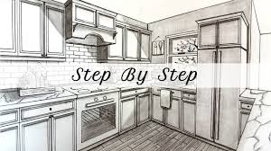 how to draw a kitchen in two point