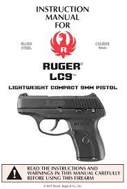 ruger lc9 9mm pistol owners instruction