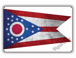 Ohio State Flag Usa Vintage Look Wall