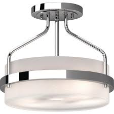 Volume Lighting Emery 2 Light Chrome Indoor Semi Flush Mount Ceiling Fixture With Frosted Glass Drum 4743 3 The Home Depot