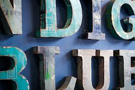 Blue And Grey Wooden Letter Wall Decor