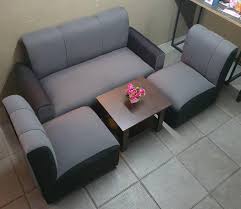 sala set grey black fabric sofa with