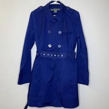 Details About Nwot Kenneth Cole Reaction Cobalt Blue Trench Coat Jacket Size Large