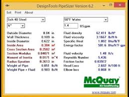 Pipe Size Calculation By Mquay Pipe Sizer Using Ashrae Fundamentals 2009