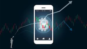 Mobile Stock Trading Concept With Bitcoin And Candlestick