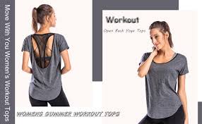 Free shipping both ways on loose fit yoga tops from our vast selection of styles. Amazon Com Womens Workout Tops Loose Fit Yoga Shirts Mesh Open Back Short Sleeves Activerwear Clothing