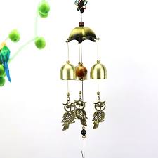 w3je wind chime vintage owl bells