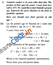 Cbse Class 10 Maths Quadratic Equations