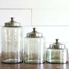 Hammered Lid Glass Canister Set Of 3