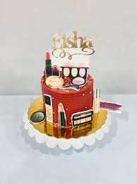 makeup cake with flat 2d toppers