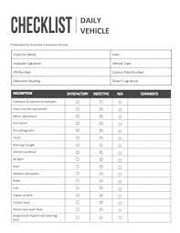 daily vehicle checklist exles how