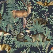 woodland forest fabric wallpaper and