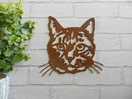 cat face decor metal cat gift garden