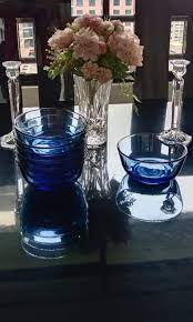 Beautiful Set Of 6 Blue Glass Bowls