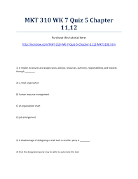 Mkt 310 Week 7 Quiz 5 Chapter 11 12 Strayer University New