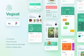 Modern & versatile style and text. Vegeat Healthy Food Ios App Design Figma Psd In Ux Ui Kits On Yellow Images Creative Store