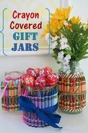 crayon covered jars for party favors