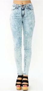 Details About Vibrant Miu High Waist Classic Acid Mineral Bleached Skinny Denim Jeans Pant