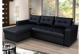 modern black leather corner sofa bed