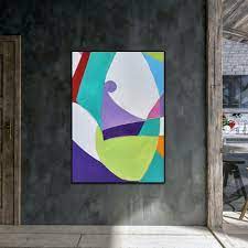 Green Purple Oversize Abstract Wall Art
