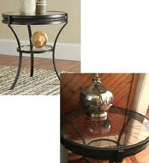 Industrial Glass Top End Side Table