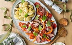 Bbq Butterflied Lamb Leg Tomato Salad My Food Bag gambar png