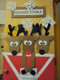 According to traditional festive legend in some parts of the world, santa claus's reindeer are said to pull a sleigh through the night sky to help santa claus deliver gifts to children on christmas eve. Reindeer Door Office Christmas Decorations Christmas Classroom Christmas Door Decorating Contest
